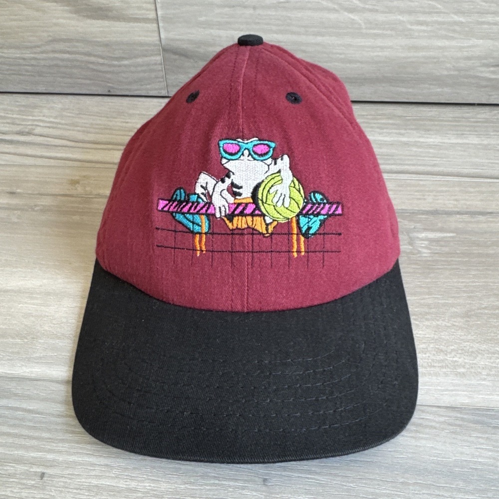Vintage 90s Volleyball Frog "It's A Jungle Out There" SnapBack Hat Cap Made USA‎